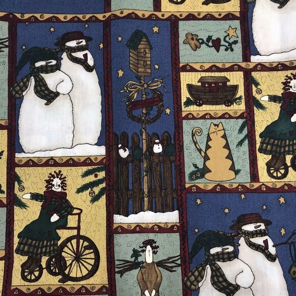 Country Christmas Sewing Fabric Snowman Block Motif 3 yards x 44" NEW - Picture 1 of 2